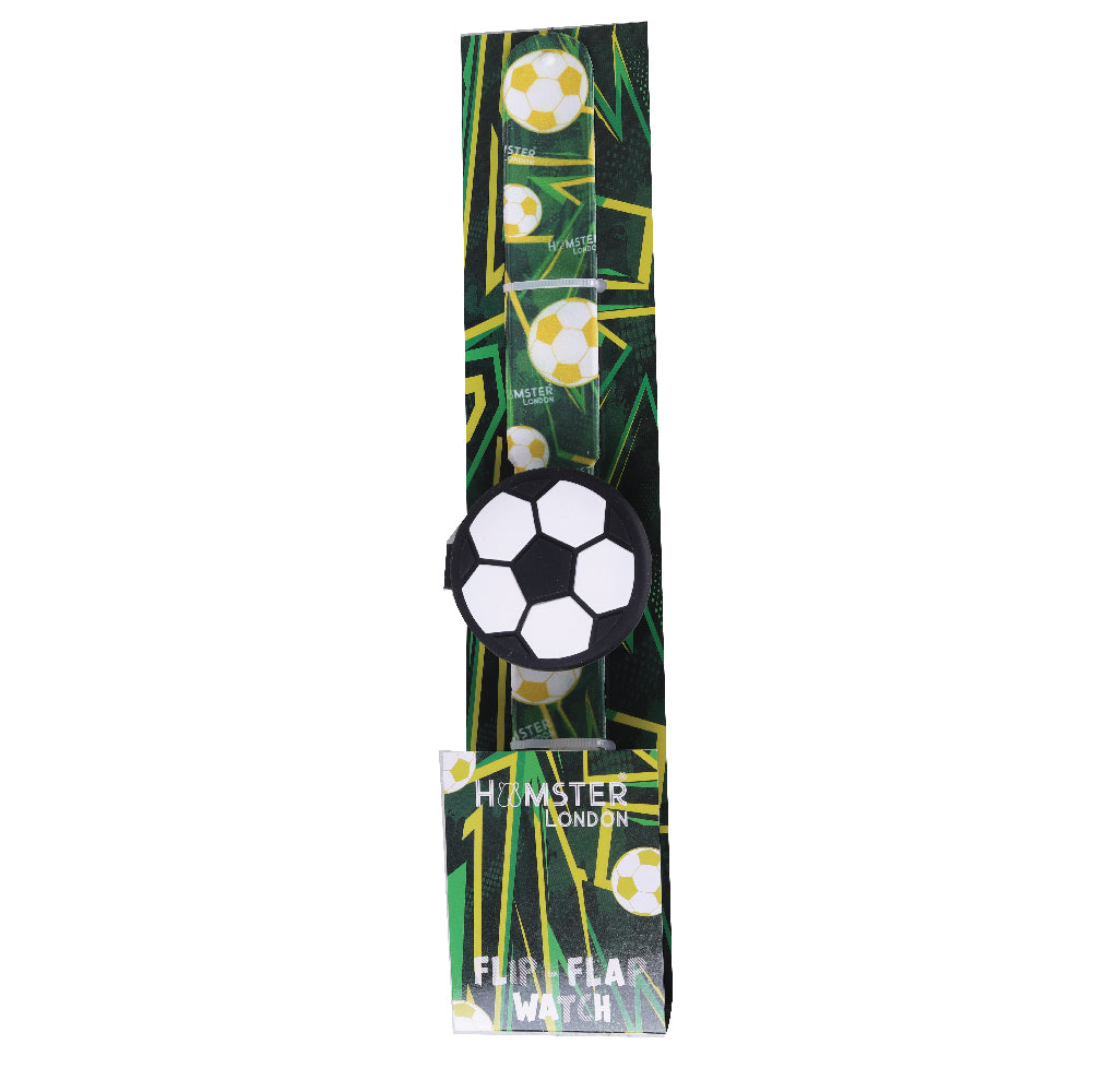 Hamster London Printed Slap Band Flip Wrist Watch Football Green