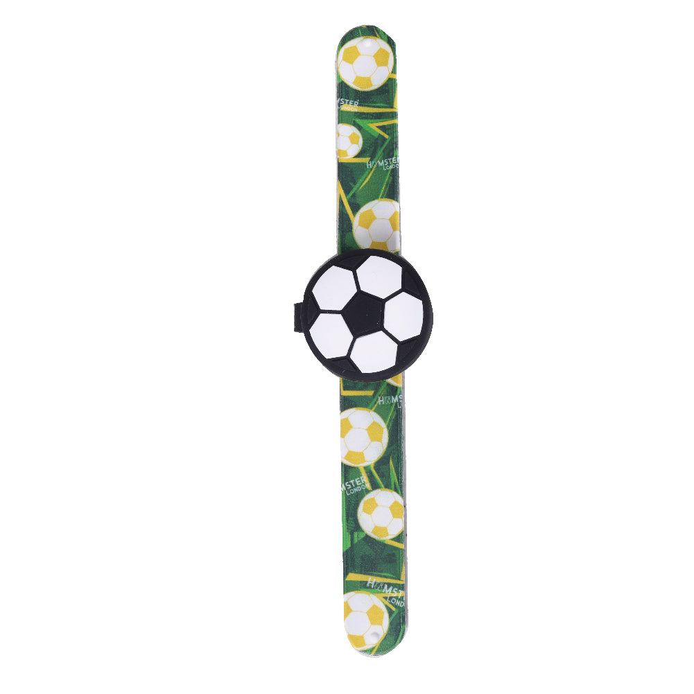 Hamster London Printed Slap Band Flip Wrist Watch Football Green