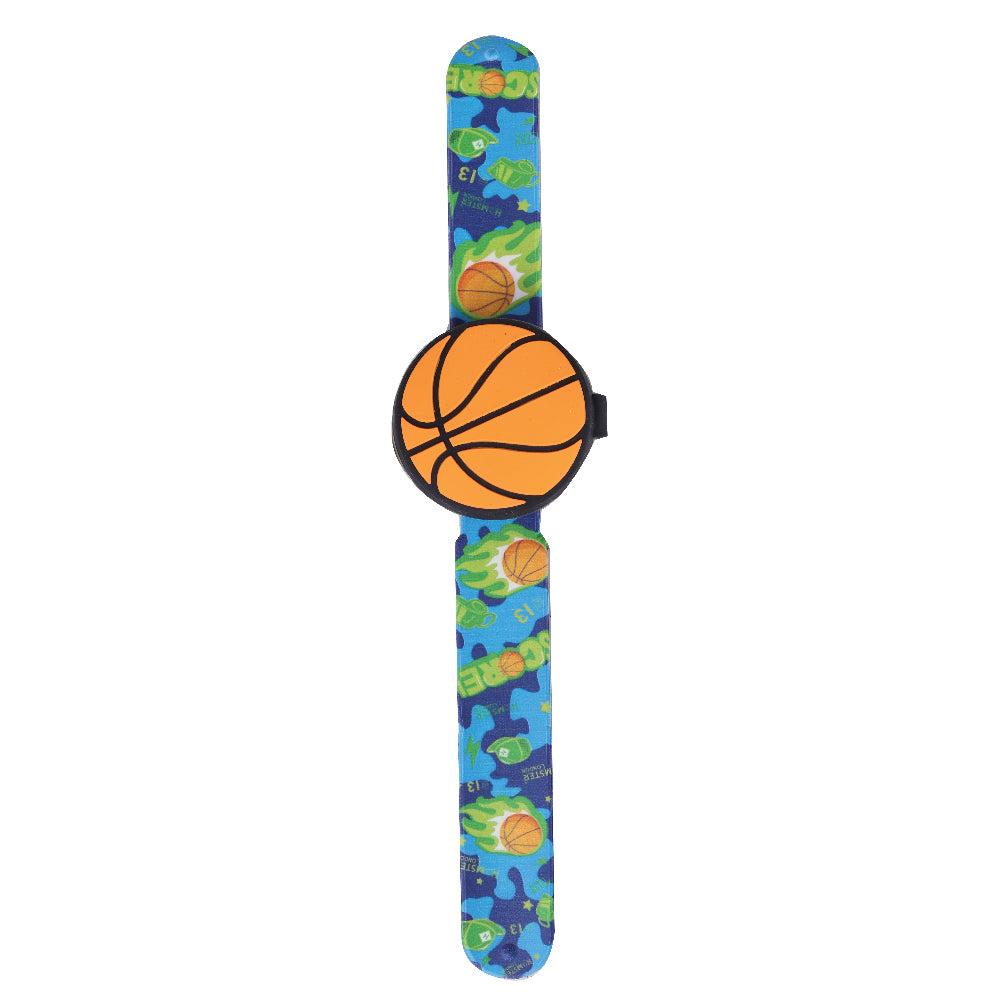 Hamster London Printed Slap Band Flip Wrist Watch Basketball Blue