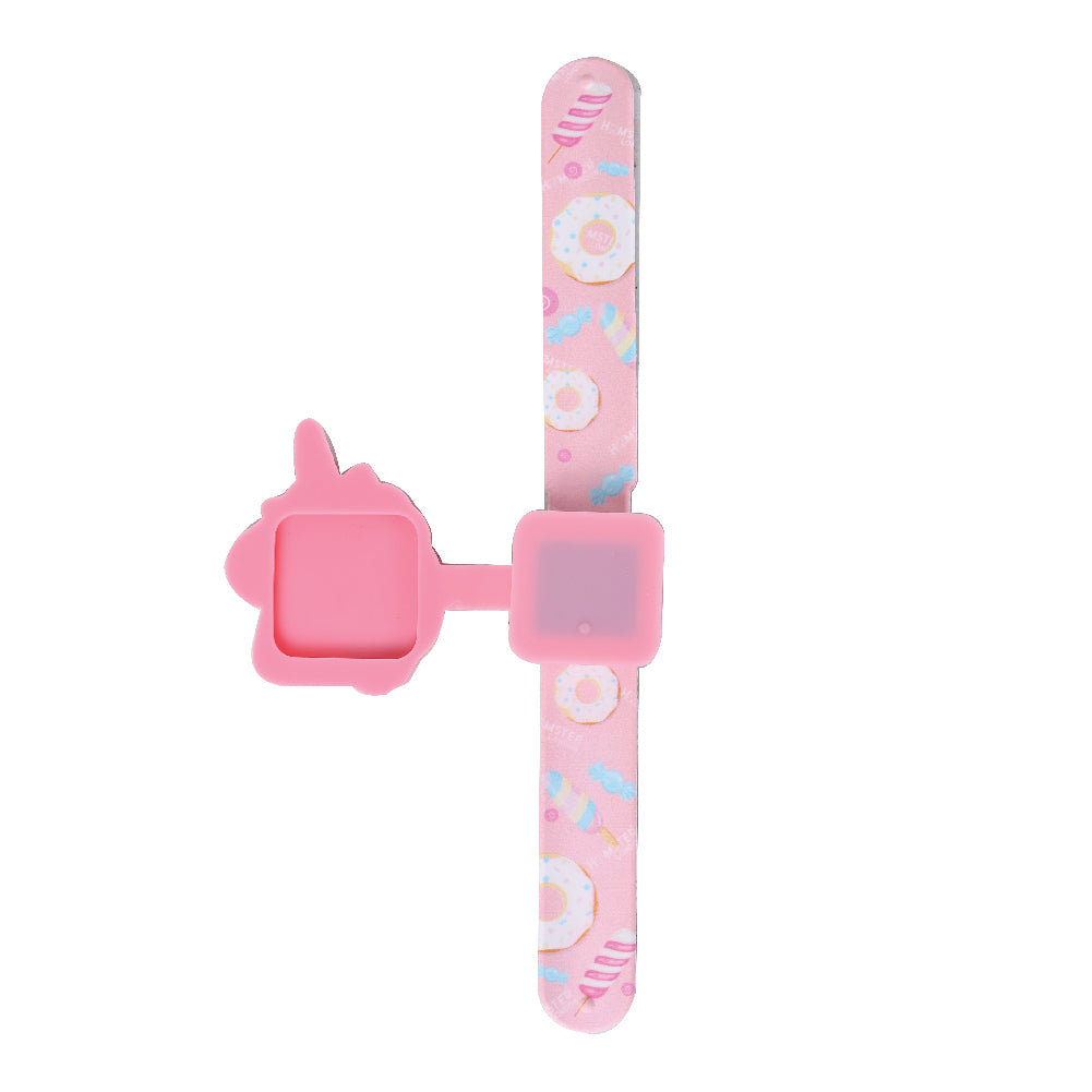 Hamster London Printed Slap Band Flip Wrist Watch Unicorn Pink