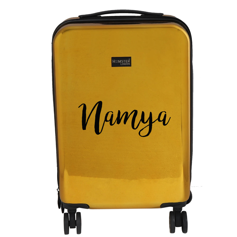 HL Vintage Suitcase/ 55 Cms ABS+ Polycarbonate Mirror Finish Hardsided Cabin Luggage ( Gold) With Personalization