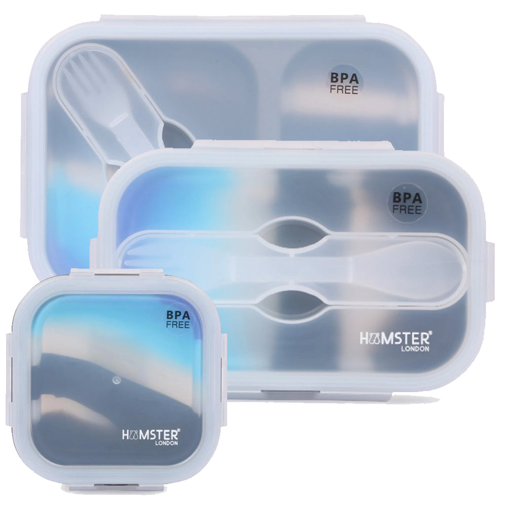 HL Silicon Bendable Tiffin Box Blue All Size Set of 3