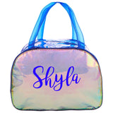 HL Shiny Boston Bag Blue With Personalization