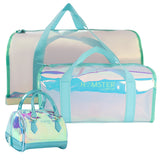 HL Shiny Classic Duffle Bag Aqua With Medium And Small Combo