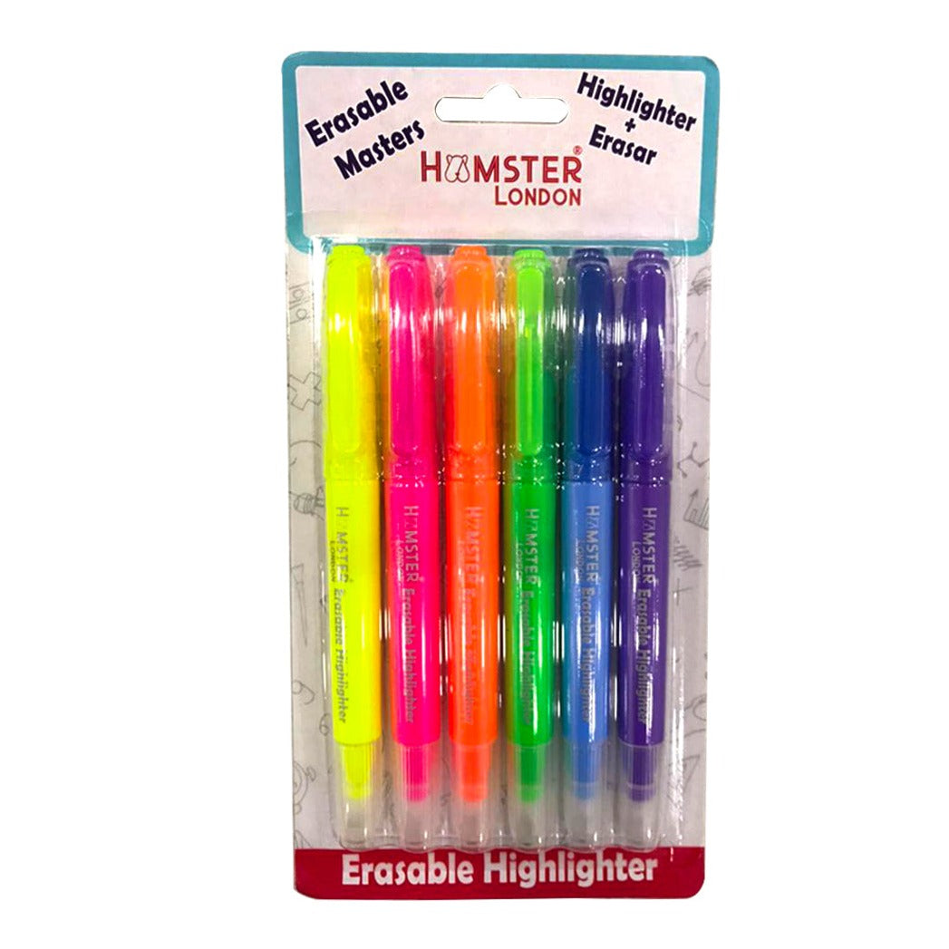 Hamster London Erasable Highlighters Set of 6 pcs