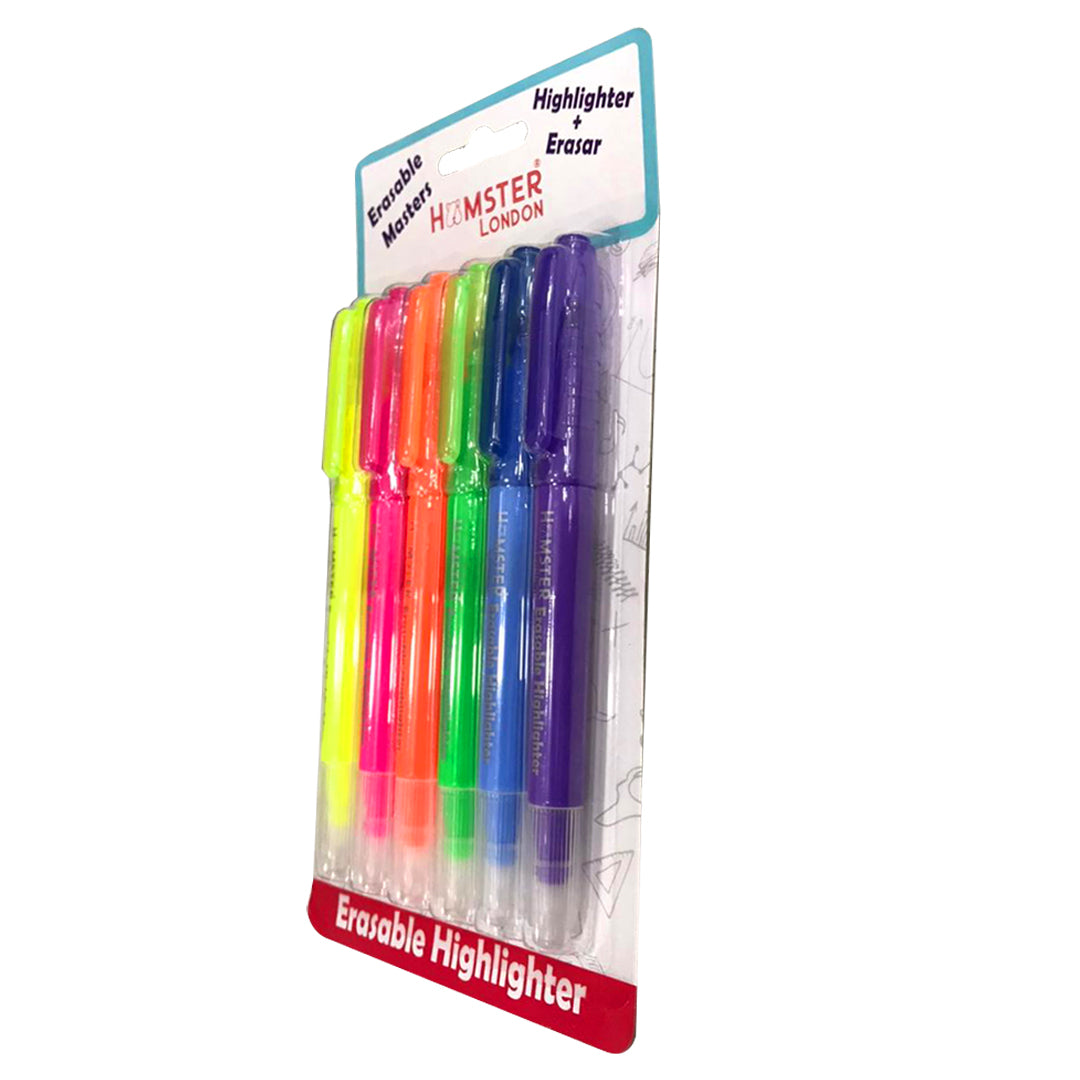 Hamster London Erasable Highlighters Set of 6 pcs