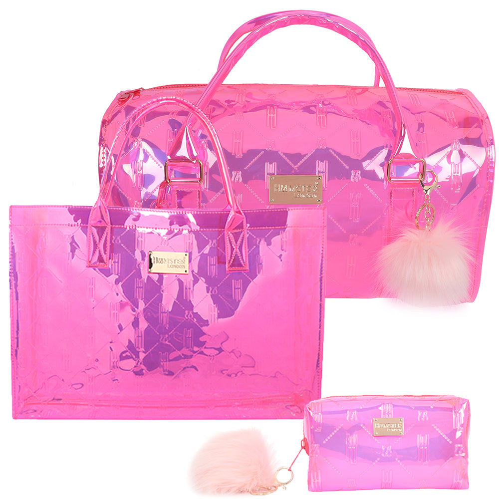 Hamster London Raver Duffle Bag & Tote & Pouch Pink Combo