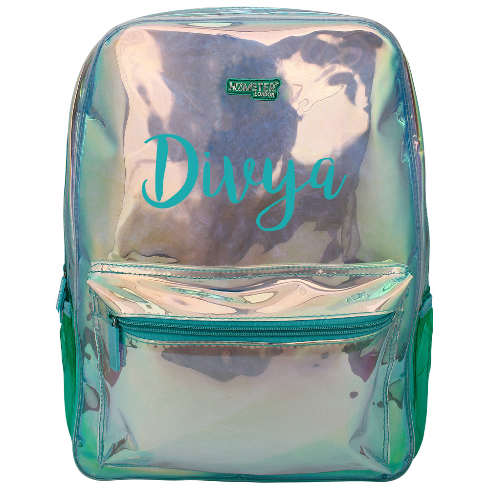 HL Fashion Shiny Backpack Aqua Big With Personalization