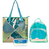 HL Shiny Backpack Aqua Small + Tote Bag + Pouch