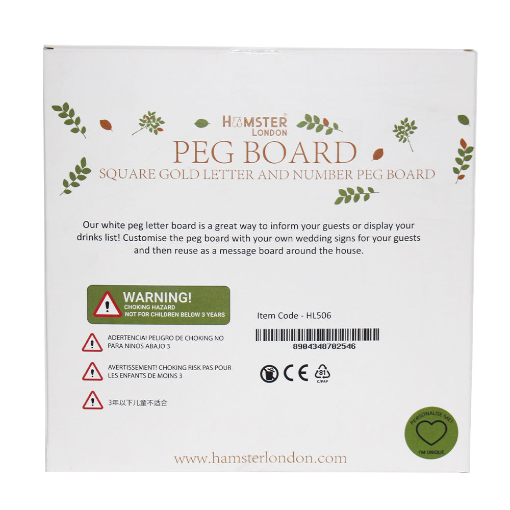 HL Gold Letter & Number Peg Board Square